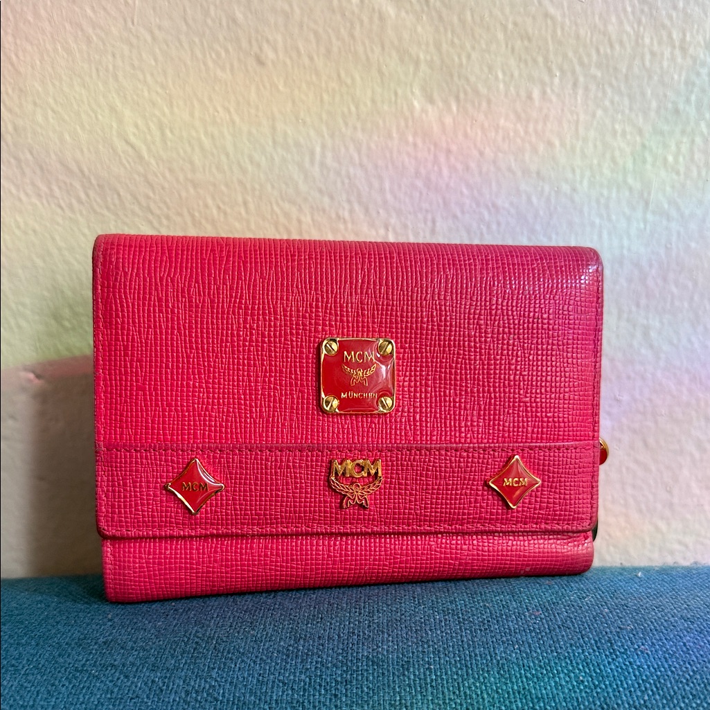 Mcm Trifold Leather Princess Wallet